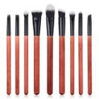 Set Of 9: Makeup Brush With Brown Wooden Handle