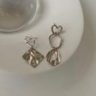 Non-matching 925 Sterling Silver Dangle Earring 1 Pair - Asymmetric - Silver - One Size