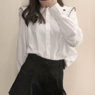 Long-sleeve Floral Embroidered Collar Blouse