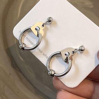 Heart Hoop Alloy Dangle Earring 1 Pair - Silver - One Size