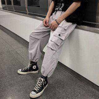 Drawstring Straight-leg Cargo Pants