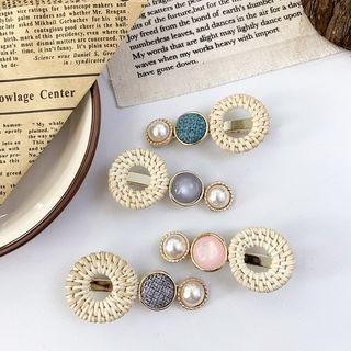 Faux Pearl Woven Straw Hair Clip