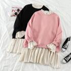 Mock Two-piece Color-block Long-sleeve Dress