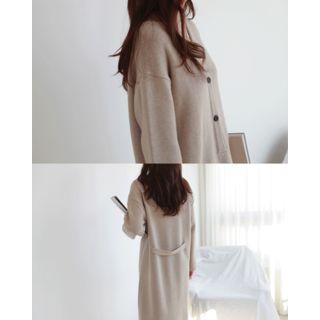 Half-placket Wool Blend Midi Knit Dress