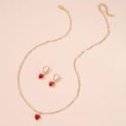 Faux Crystal Heart Pendant Necklace / Dangle Earring
