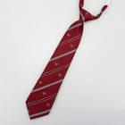 Striped Emblem No Tie Neck Tie Wine Red - One Size