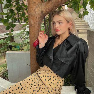 Faux-leather Cropped Trench Coat