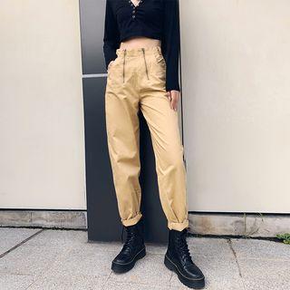 High-waist Zipper Cargo Pants