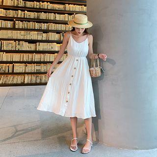 Spaghetti Strap Scoop Back A-line Midi Dress
