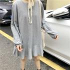 Set: Ruffle Pullover Dress + Scarf As Shown In Figure - One Size