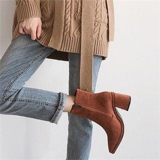 Pointy-toe Corduroy Ankle Boots