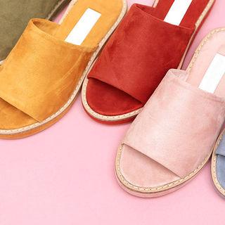Colored Faux-suede Slide Sandals