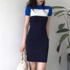 Colorblock Knit A-line Dress As Shown In Figure - One Size