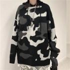 Camouflage Print Hooded Sweater