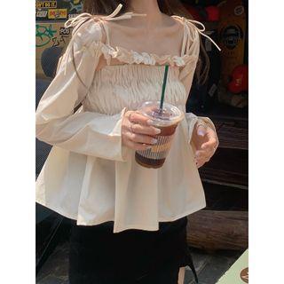 Set: Arm Sleeves + Camisole Top Set - Arm Sleeves - Almond - One Size / Camisole Top - Almond - One Size