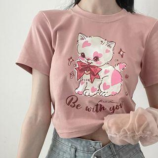 Set: Print Cropped T-shirt + Arm Sleeves (various Designs)