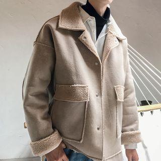 Fleece Lining Faux-leather Jacket