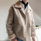 Fleece Lining Faux-leather Jacket