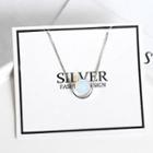 925 Sterling Silver Opal Necklace White & Silver - One Size