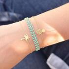 Set Of 3: Alloy Palm Tree / Pineapple / Leaf Bracelet (assorted Designs) Gold - One Size