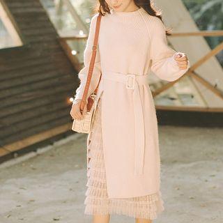 Set: Sweater Dress + Tiered Midi Skirt