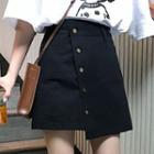 Asymmetric Button-front Mini Skirt