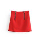 Double Zip A-line Mini Skirt