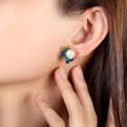 Faux Pearl Cloisonne Butterfly Earring Classic Earrings - One Size