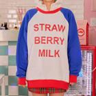 Strawberry Milk Raglan-sleeve Lettering Sweatshirt