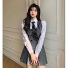 Plain Shirt / Tie / Double Breasted Vest / Skort