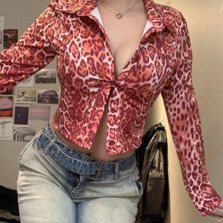 Leopard Print Button Through Long Sleeve Shirt