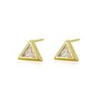 Sterling Silver Plated Gold Simple And Fashion Geometric Triangle Stud Earrings Golden - One Size