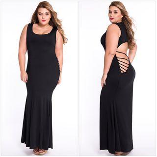 Cut Out Back Plain Maxi Tank Dress