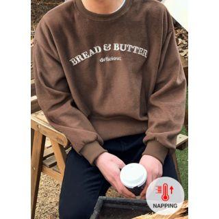 Letter-embroidered Coral-fleece Sweatshirt