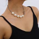Faux Pearl Necklace 3164 - White Gold - One Size