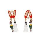 Creative Fashion Plated Gold Enamel Cartoon Character Earrings With Cubic Zirconia Golden - One Size
