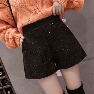 High Waist Sequined Wide Leg Shorts