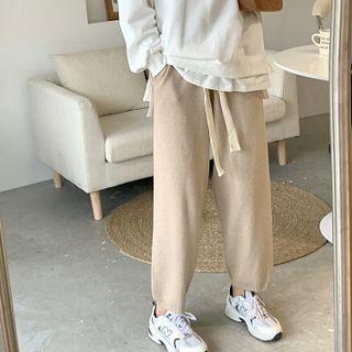 High-waist Loose-fit Gathered Cuff Pants