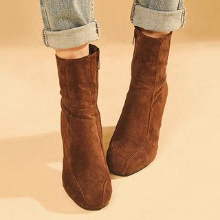 Block-heel Faux-suede Ankle Boots