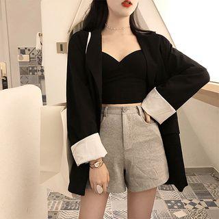 V-neck Cropped Tank Top / Shorts / Blazer