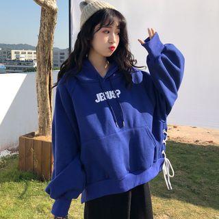 Lace-up Lettering Hoodie