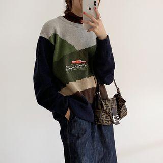 Jacquard Sweater Retro Color - One Size