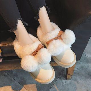Pom Pom Platform Ankle Boots