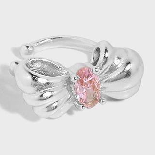 Bow Rhinestone Sterling Silver Cuff Earring