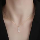 Sterling Silver Rhinestone Necklace Gold - One Size