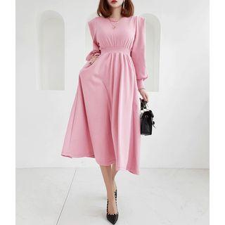Sharp-shoulder Band-waist Long Sweatshirt Dress