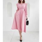 Sharp-shoulder Band-waist Long Sweatshirt Dress