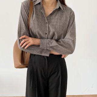 Long-sleeve Stripe Shirt Black - One Size