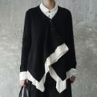 Asymmetric Buttoned Color Block Jacket