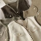 Glitter-trim Button-down Fleece Vest